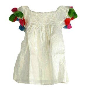 Masala Baby Sundancer Dress Fringe Girls 3-6 Months Metallic Gold Stripe NEW